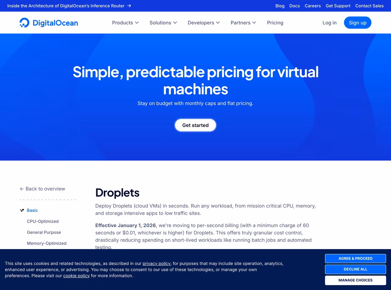 DigitalOcean Droplet pricing, June 2026